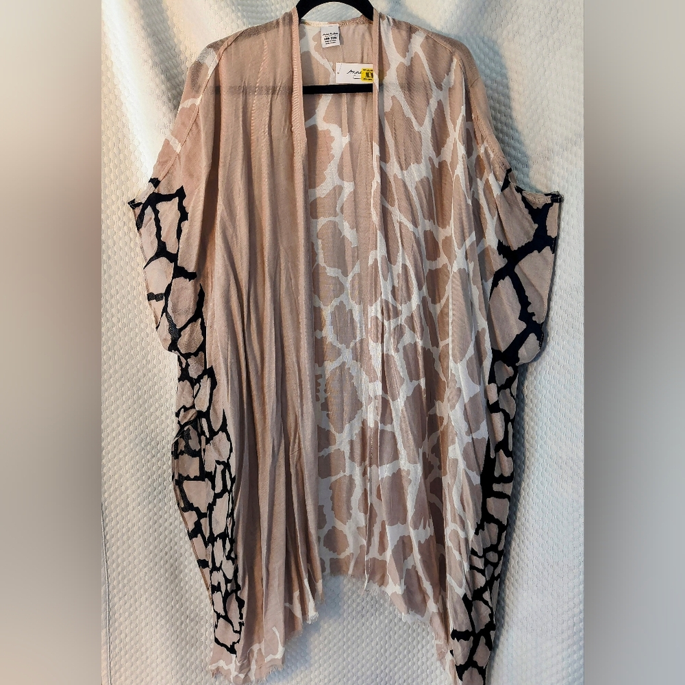 Anna & Ava Animal Print Tunic Tan,White & Black Detail NWT